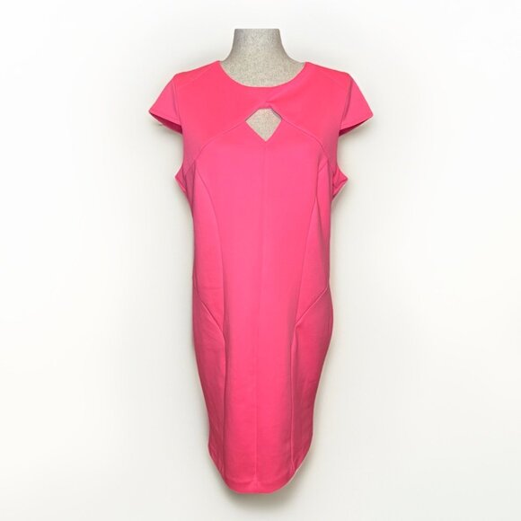 Venus Dress Women’s XL Hot Pink Bright Colorful Body Con Short Sleeve Cutout Zip - Picture 1 of 9